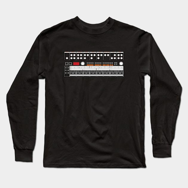 909 Drum Machine (White and Orange) Long Sleeve T-Shirt by Atomic Malibu